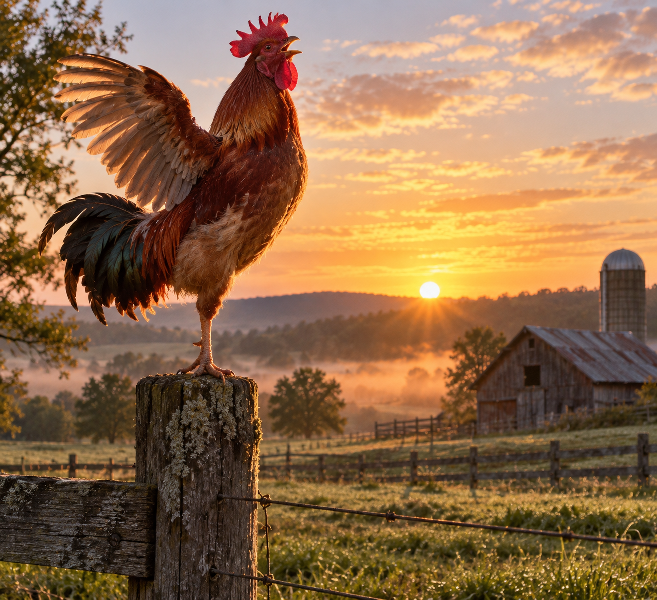 Sunrise over the farm